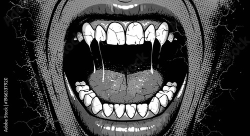 Vampire mouth with sharp fangs bared.