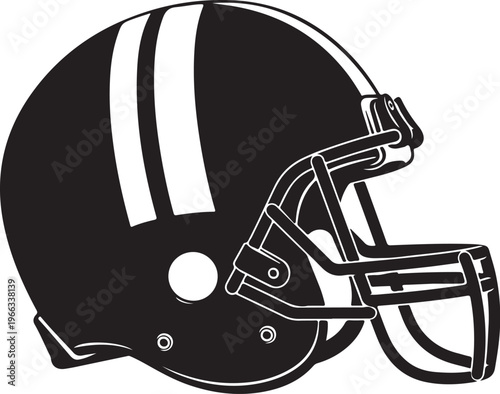 American Football Helmet with White Stripes and Face Guard