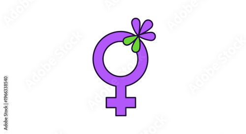 Feminine Symbol with Flower Accent - Female Icon
