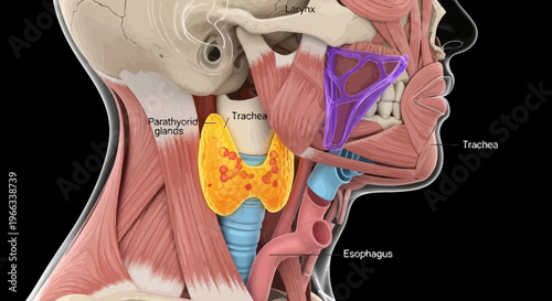 Anatomical Illustration of Human Neck and Head Structures