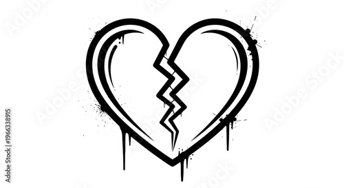 Broken Heart Graffiti Art - Sadness, Love Loss, Emotional Pain, Heartbreak Icon