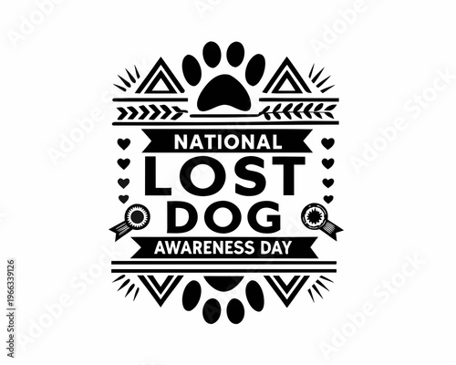 National Lost Dog Awareness Day Vector Design, Dog Rescue and Animal Welfare Concept, Help Missing Pets Isolated on White Background