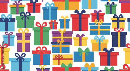 Colorful Gift Boxes Pattern, Festive Holiday Surprise Background