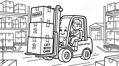 Man operating forklift with boxes.