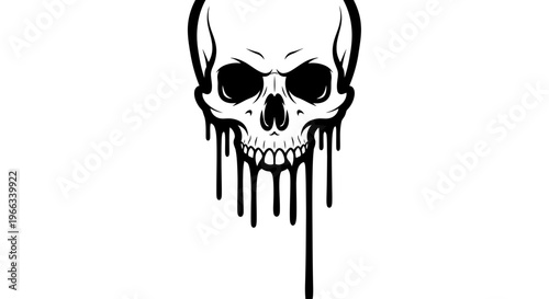 Dripping Skull Illustration - Dark Art, Horror, Gothic Style