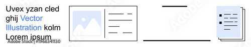 Content creation, media design, publishing tools, file management, online platforms, content sharing. A digital layout with image, text and pages. Media design and publishing tools concept