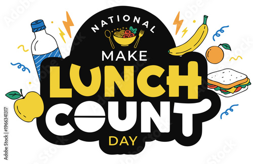 National Make Lunch Count Day Vector Illustration, Healthy Lunch and Meal Prep Concept Isolated on White Background
