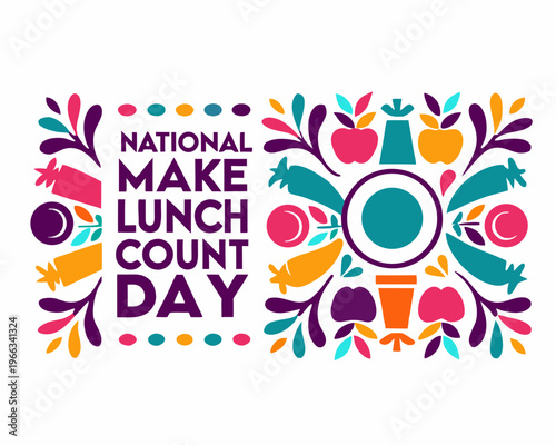 National Make Lunch Count Day Vector Illustration, Healthy Lunch and Meal Prep Concept Isolated on White Background