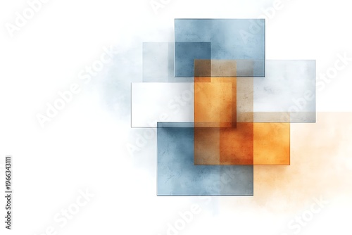 Abstract Composition with Geometric Shapes and Soft Colors in Modern Art Style