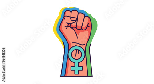 Feminism Fist Symbol, Female Power, Woman Strength, Gender Equality