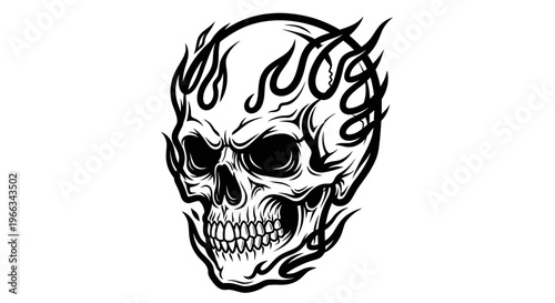 Fiery Skull Illustration - Danger, Death, and Rebellion Symbol