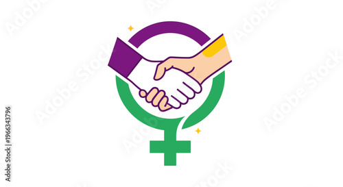 Gender Equality Symbol with Shaking Hands - Women Empowerment