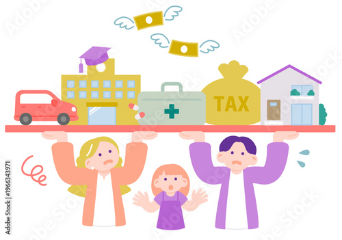 共働き夫婦で支える生活費と負担　物価高に悩む家計のイメージ