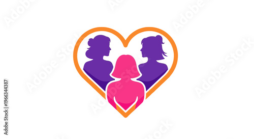 Intergenerational Family Love Heart Silhouette