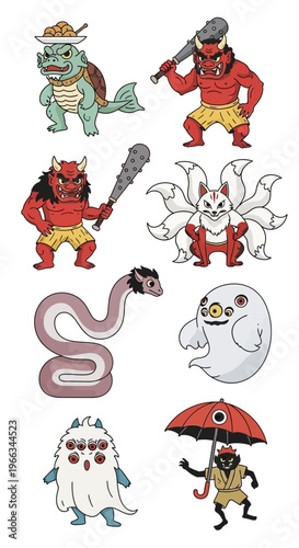 Japanese Folklore Creatures Collection: Yokai, Oni, Kappa, Kitsune, Ghost