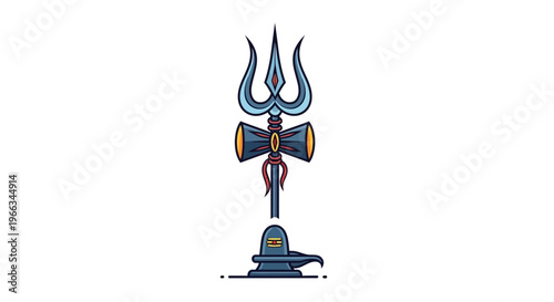 Lord Shiva Trident (Trishul) and Lingam symbol illustration