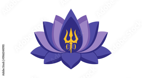 Lotus Flower with Trident Symbol of Lord Shiva, Spirituality, Yoga, Meditation