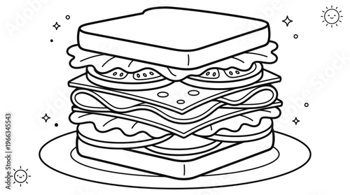 Delicious Stacked Burger on Plate.