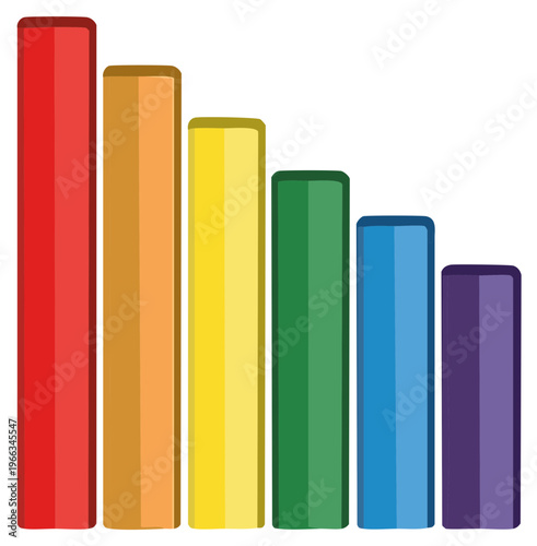 Colorful decreasing bar graph illustration