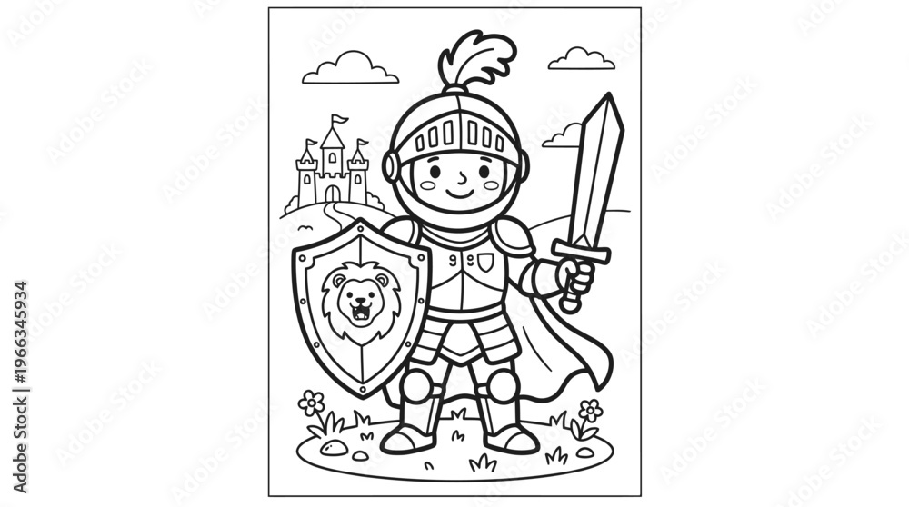 Fototapeta premium Knight in Armor Holding Sword.