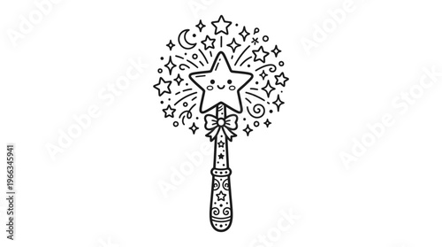 Magic wand with star sparkles.