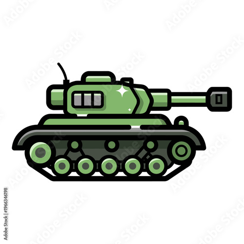 Green military tank illustration on white background.