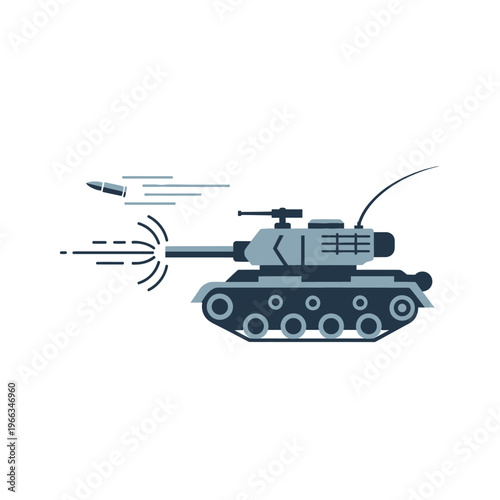 Modern Tank Firing Ammunition, Military Combat Vehicle Illustration