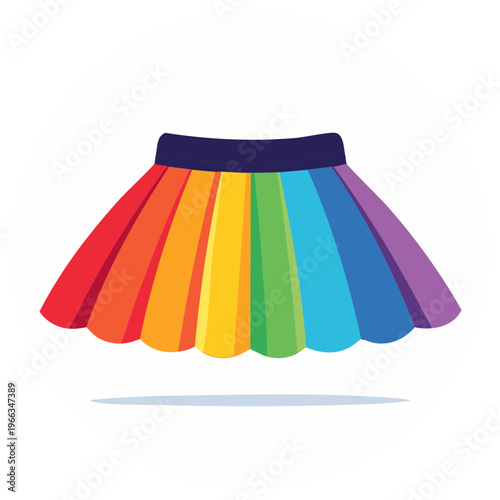 Colorful Rainbow Striped Skirt Tutu Fashion Item Icon Style Graphic Design Element