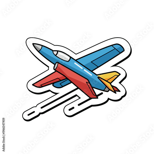 Cartoon Jet Airplane Flying Fast, Vector Illustration