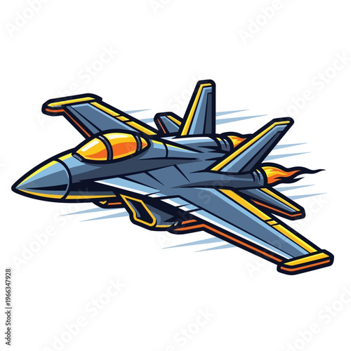 Cartoon Fighter Jet Flying Fast with Motion Blur