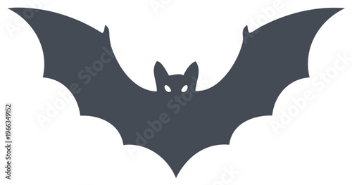Dark Silhouette of a Bat with Wide Wings and Glowing Eyes