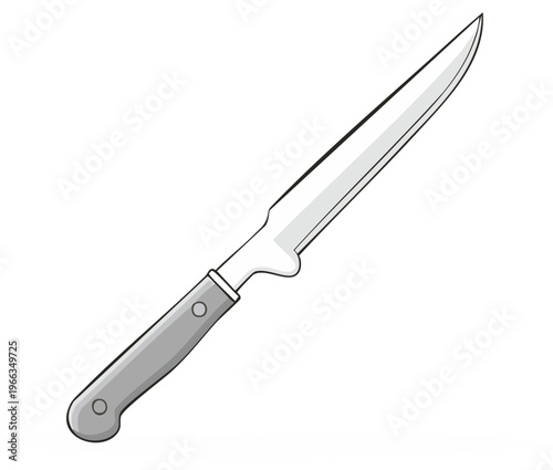 Sharp Kitchen Knife with Silver Blade and Gray Handle