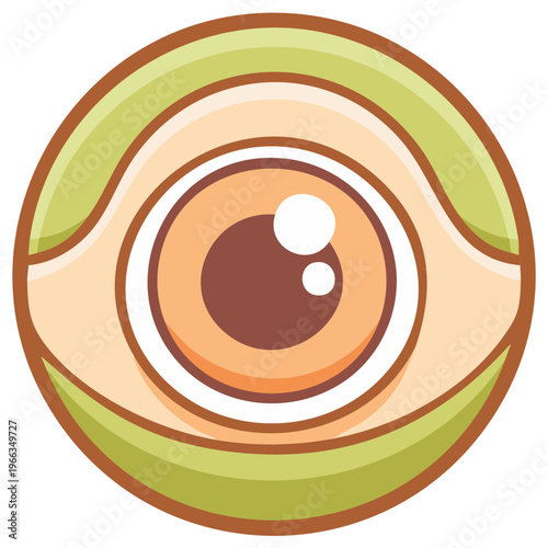 Playful pastel colored cartoon eye icon representing vision sight and awareness in a modern circular design