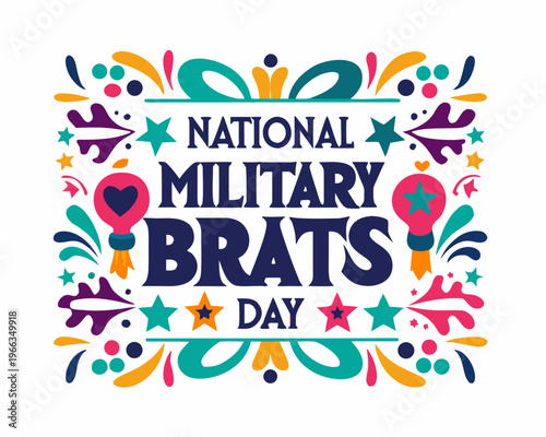 Patriotic Children and Military Family Vector, National Military Brats Day Graphic