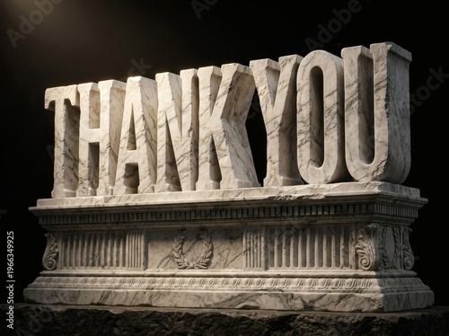 웅장한 대리석 조각상 Thank you 레터링
