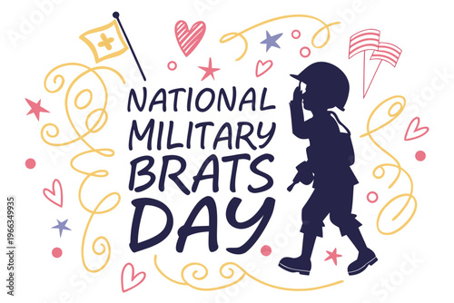 National Military Brats Day Vector Illustration, Patriotic Family Holiday Design