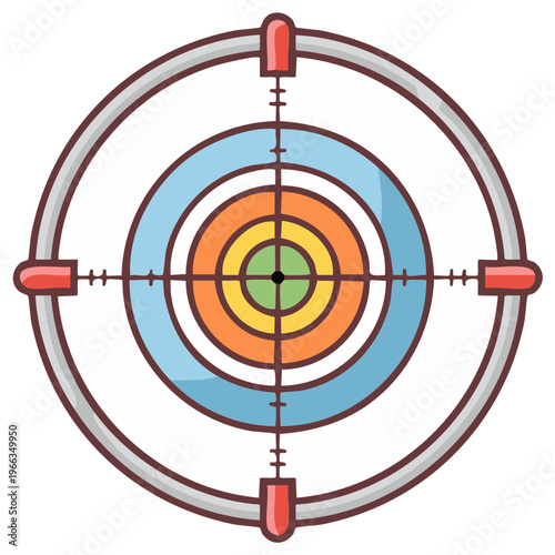 Illustration of a colorful target with crosshairs for aiming