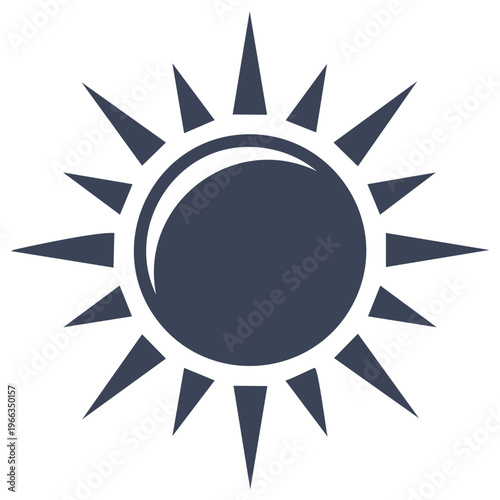 Stylized Sun Symbol Radiating Light Rays in Minimalist Vector Graphic Design Sunny Weather Climate Icon