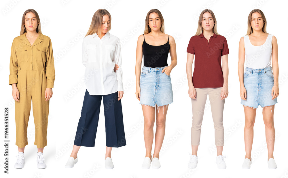 Obraz premium PNG Fashionable casual outfit collection on transparent background