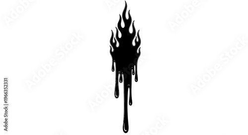 Black flame design element symbol.