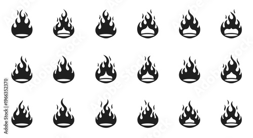 Black flame icons on white background.