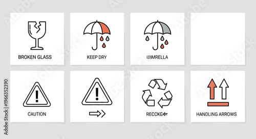 Broken Glass Caution Warning Signs.