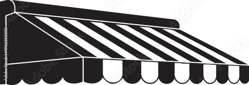 Black and white striped awning illustration