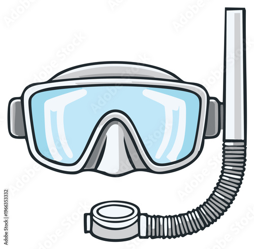 Cartoon illustration of scuba diving mask and snorkel