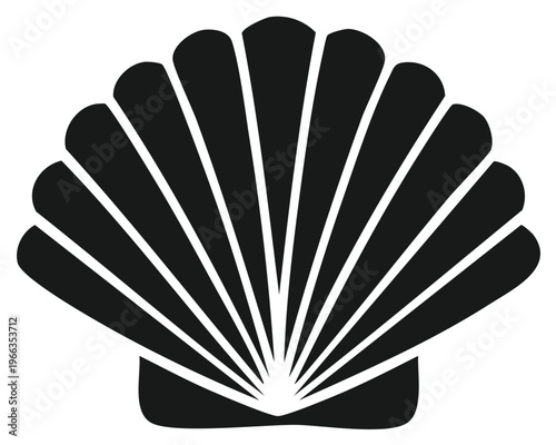 Sea Shell Icon. Black and White Seashell Vector. Ocean Clam Illustration. Nature Marine Graphic