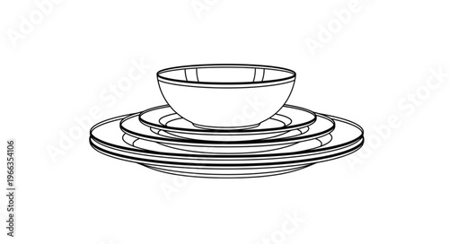 Elegant Dinnerware Set - Bowl, Salad Plate, and Dinner Plate.