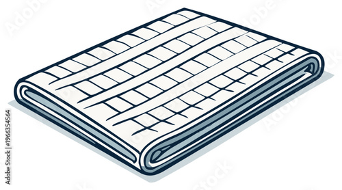 Folded blanket illustration in isometric view with simple cartoon style