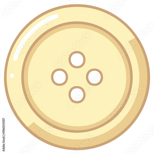 Illustration of a circular button with four holes in a cartoon style