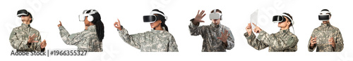 Fotografie PNG Soldiers using virtual reality technology on transparent background