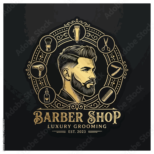 Premium Barber Shop Glass Door Design
